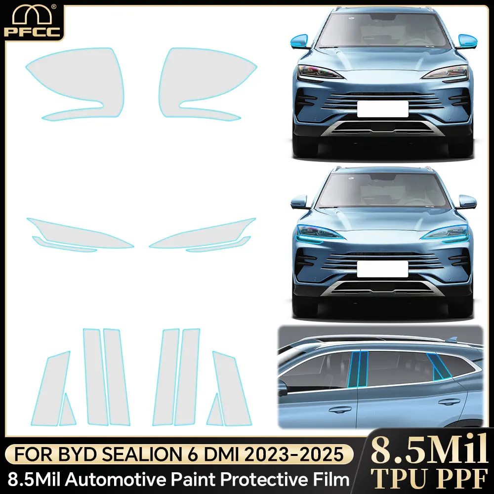 

Car Headlight Rearview B C Pillar TPU Paint Protection Film For BYD SEALION 6 DMI 2023-2025 Clear PPF Anti-scratch Resistant