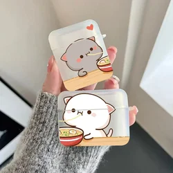 Kawaii Bunny Bear Couple Case for Airpods Pro 4 3 2 1 4th 3rd 2nd Cartoon Animal Clear Paired Cover Earphone Capa Accessories