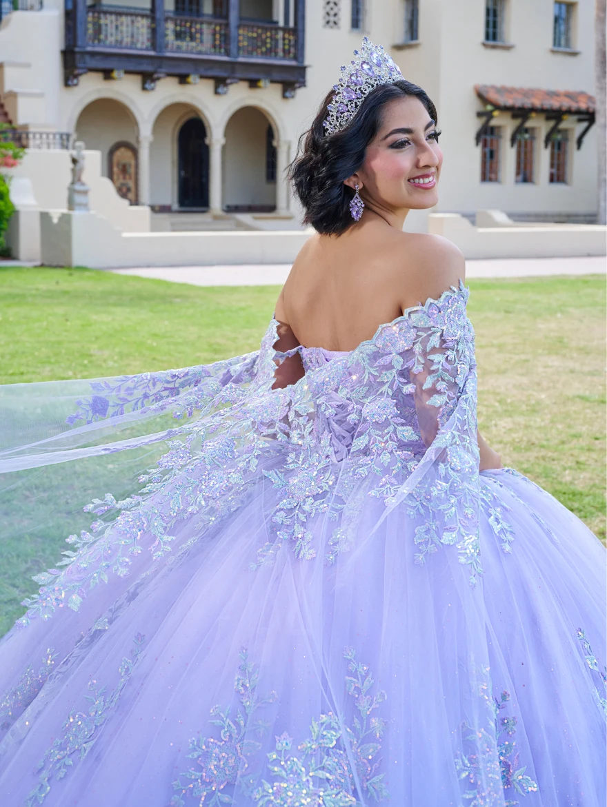 Lorencia Purple Ball Gown Quinceanera Dress 2024 Sweetheart With Cap Lace Applique Vestidos De 15 aecos Sweet 16 Birthday YQD129