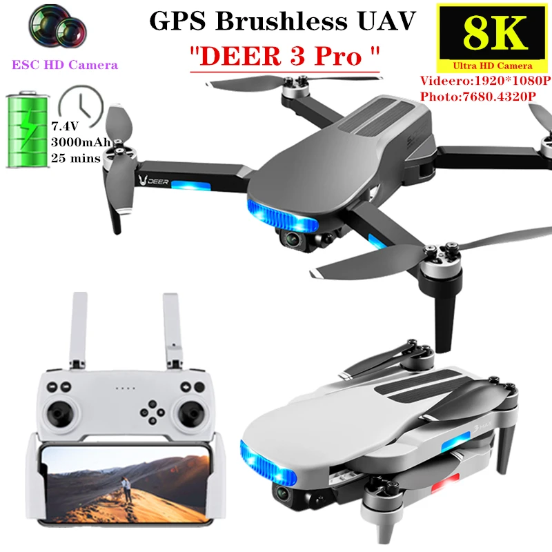 

LU3 MAX GPS Drone 8K ESC HD Dual Camera Aerial Photography Brushless Motor RC Quadcopter Follow Gesture Selfie Foldable Dron Toy