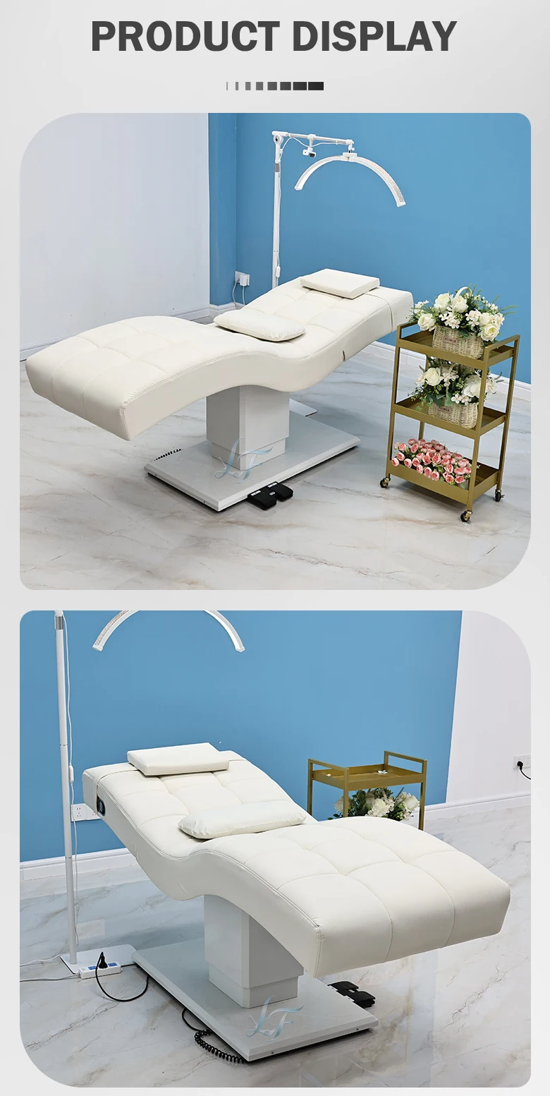 Luxuriöses Fußgesteuertes Schönheitsbett, Massagebett mit Ergonomischer Rückenlehne, Verstellbares Spa-Bett, Individuelle Lederfarbe für Salons – Detail 8