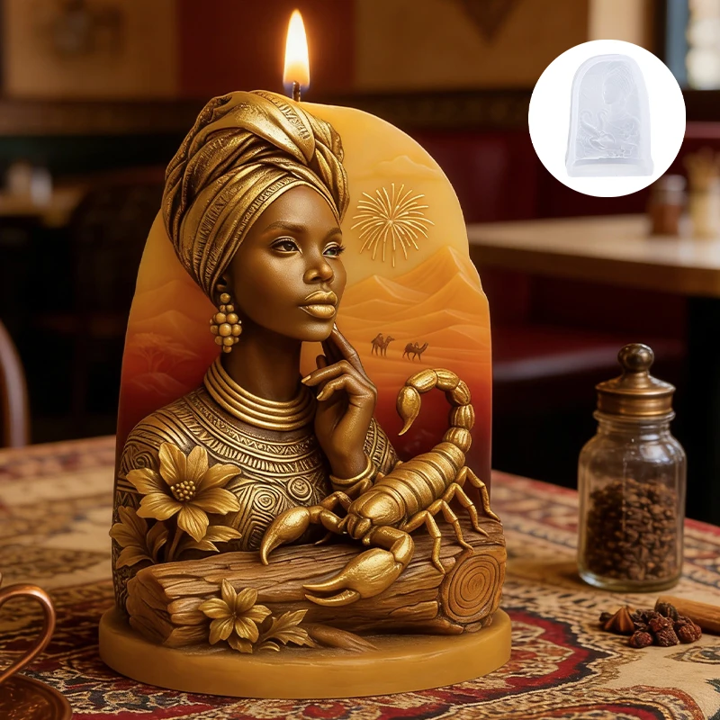 

Exotic goddess Scorpio candle mold, resistant to high and low temperatures and reusable, for homemade artistic scented candles.
