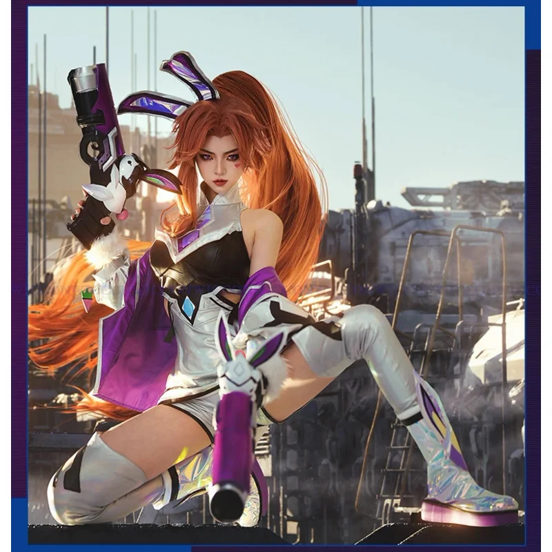 LOL battle Bunny Miss Fortune cosplay costume wig skin suit cosplay costume Halloween game full set women sexy outfit