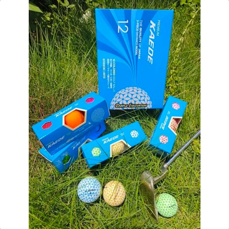 Kaede Golf Разноцветные дистанционные мячи для гольфа 12-цветные One Dozen