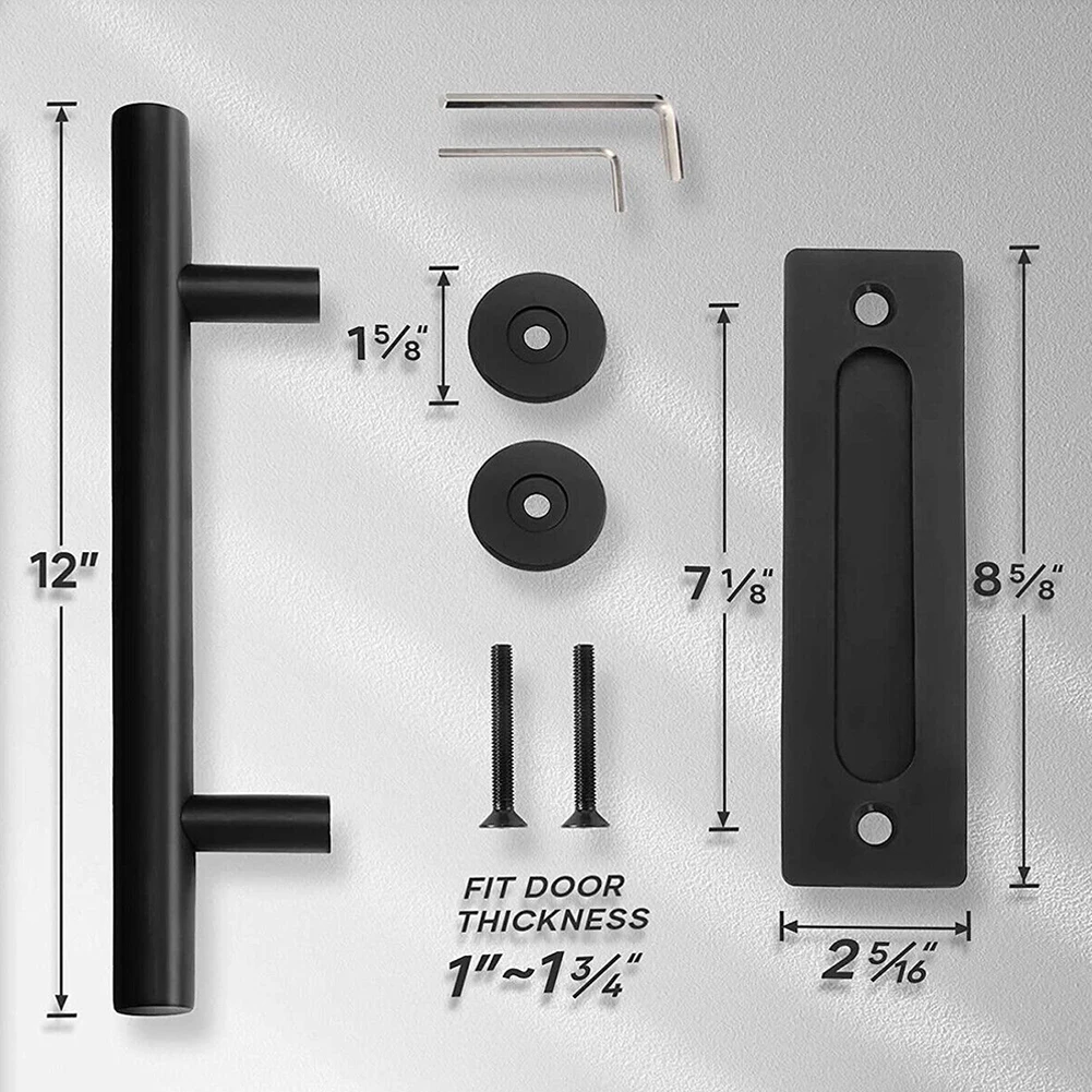 12inch Sliding Barn Door Handle Pull And Flush Gate Hardware Kit Set Matte Black Door Hardware Door Handles image 4