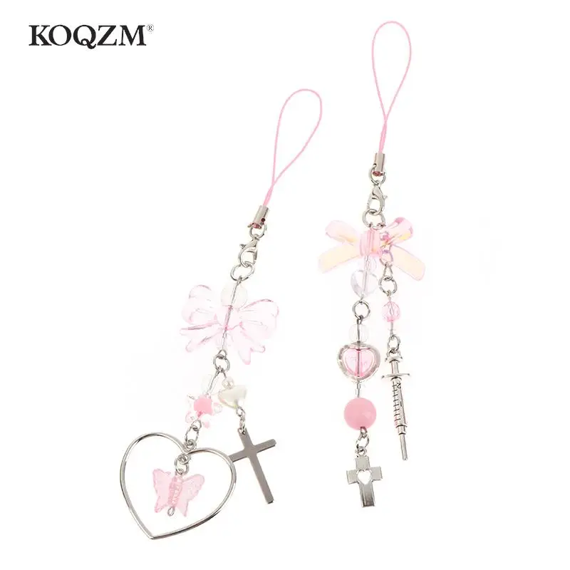 Phone Charms Pendant Kawaii Key Chain For Bag For Phone Cute Accessories Women Girl Straps Beaded Phone Lanyard