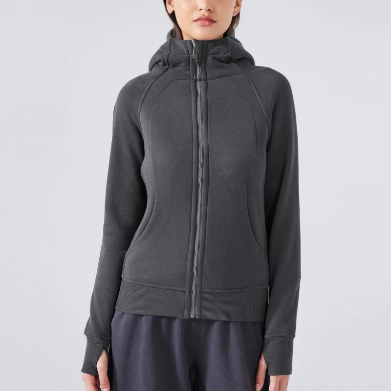 

Женские утепленные спортивные куртки с капюшоном для бега на открытом воздухе, легкие куртки на молнии с длинными рукавами для тренировок и пешего туризма, куртка с талией