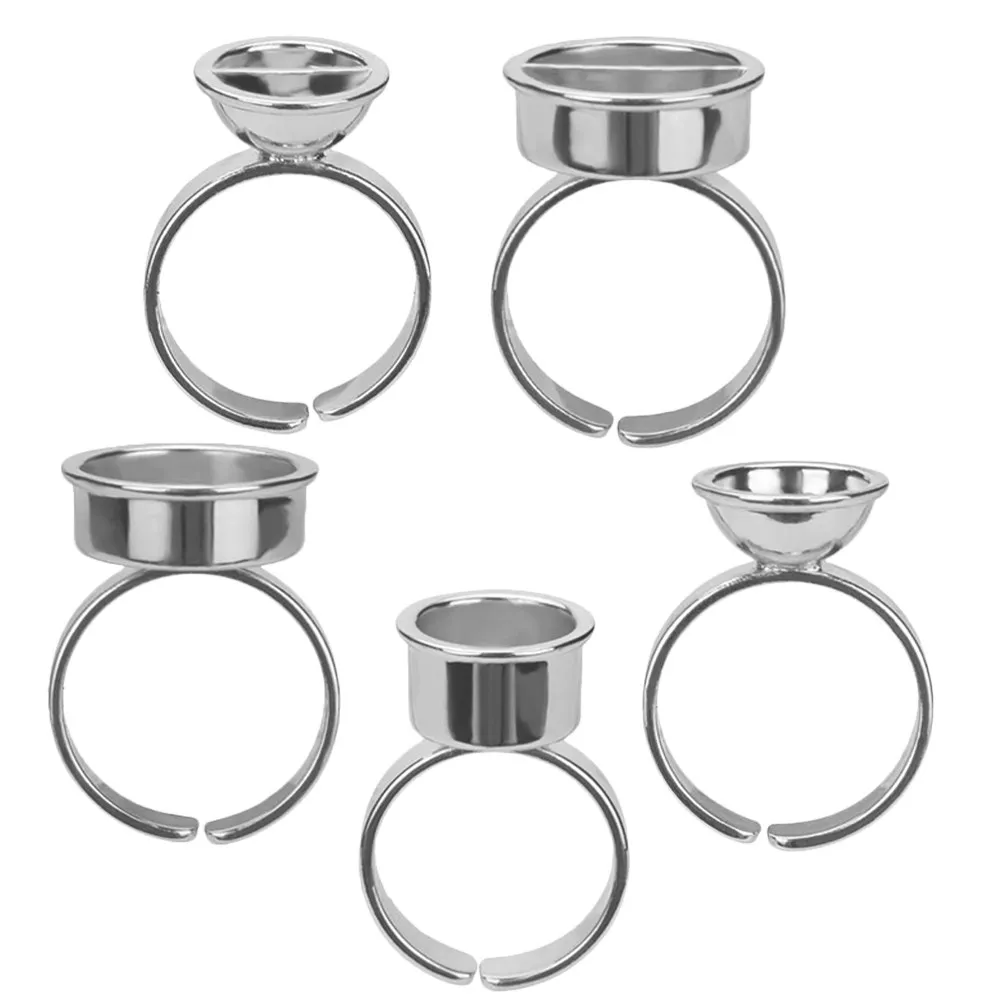 

Набор из 5 колец-держателей для пигмента из нержавеющей стали для татуировок и наращивания ресниц, портативные емкости для клея, принадлежности для макияжа и тату