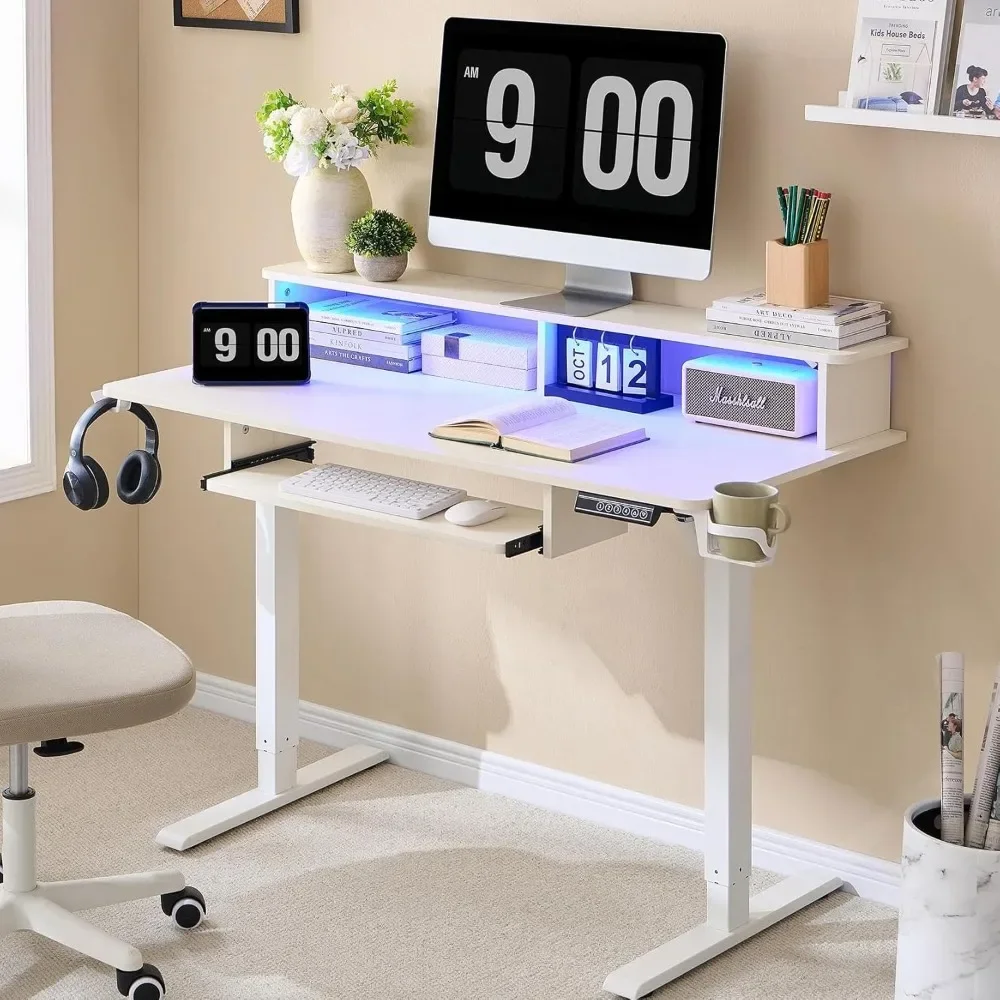 

48" Electric Standing Desk Adjustable Height,Sit Stand Up Desk with Keyboard Tray - Ergonomic Desk for Home Office,Work & Gaming