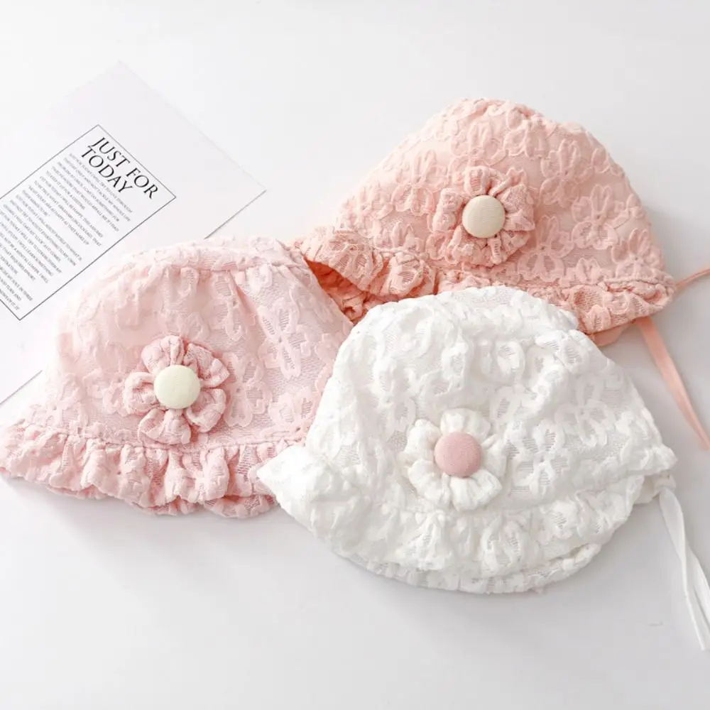 Korean Lace Sunscreen Fisherman Hat Outdoor Sun Protection Baby's Bonnet Cute Girls Kids Sunshade Hat 2-18 Months