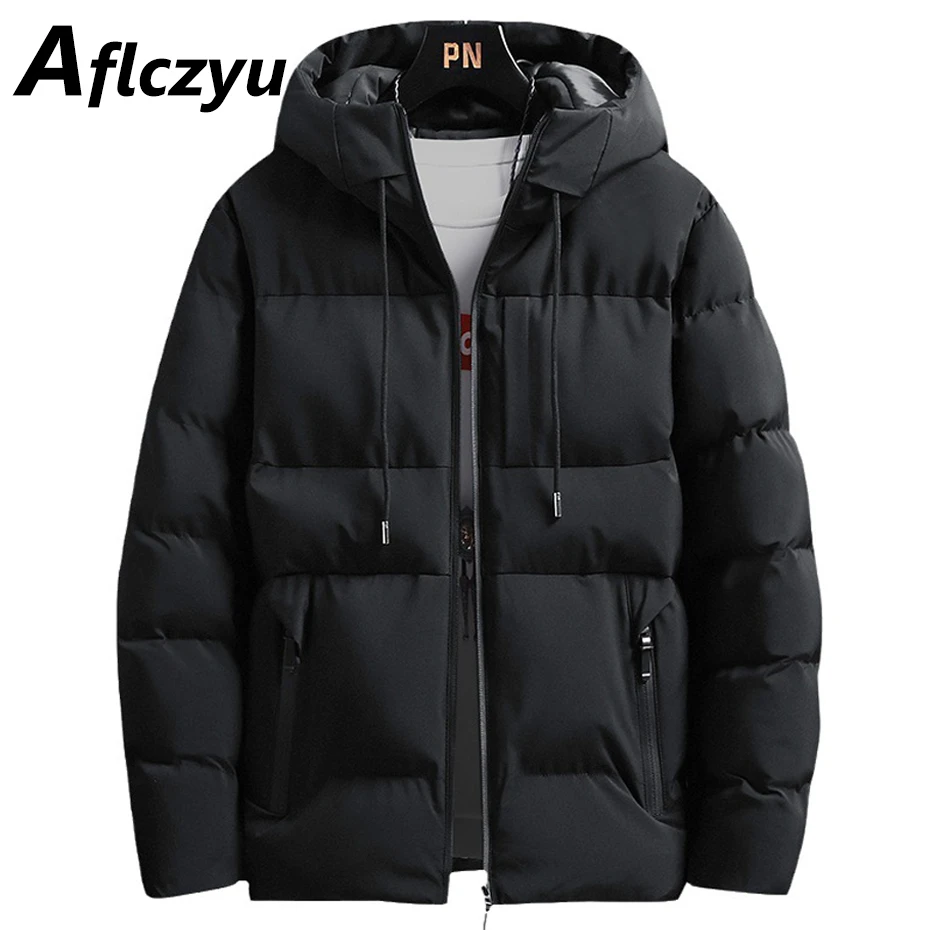 

Padded Jacket Men Winter Parkas Thick Jacket Coats Fashion Casual Solid Color Hooded Parkas Male Warm Coat Black Grey