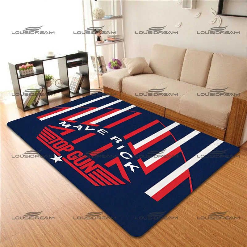 Top Gun Square Flannel Art Logo Pattern Carpet Movie Element Decorative Rug Modern Home Living Room Floor Mats Bedroom Carpet