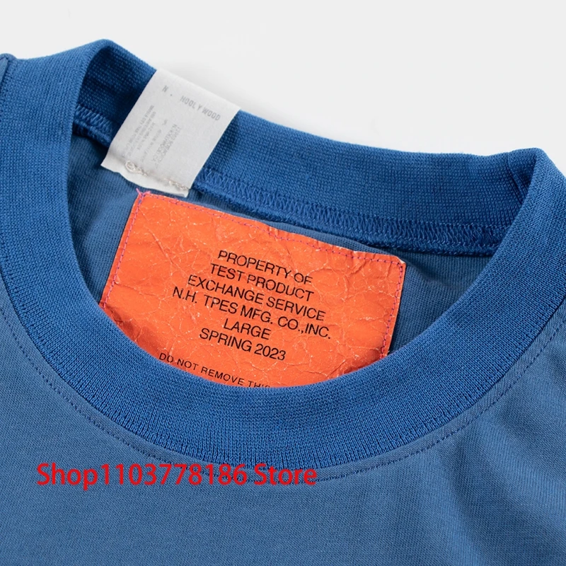 Hip Hop Loose Casual N.HOOLYWOOD T-shirt Street High Quality Stick Cloth Short Sleeve Neckline Orange Labels Top Tee Men Women