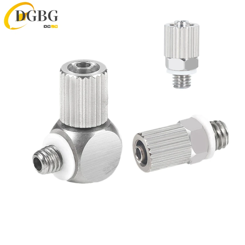 2Pcs 304 stainless steel fittings micro connector Mini M5 thread 4mm PU tube straight  Elbow bend M5-4 air cylinder connector