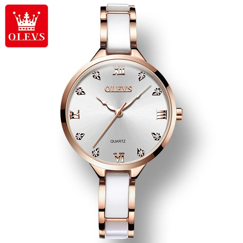 OLEVS 5872 Quartz Fashion Watch Gift Round-dial Stainless Steel Watchband Wristwatch