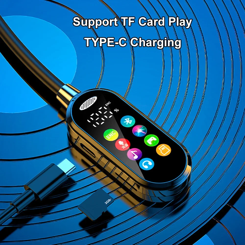 Auricolari Bluetooth 5.4 Schermo LED Cuffie con archetto da collo Cuffie wireless Auricolari con riduzione del rumore per monitor auricolare dal vivo KTV