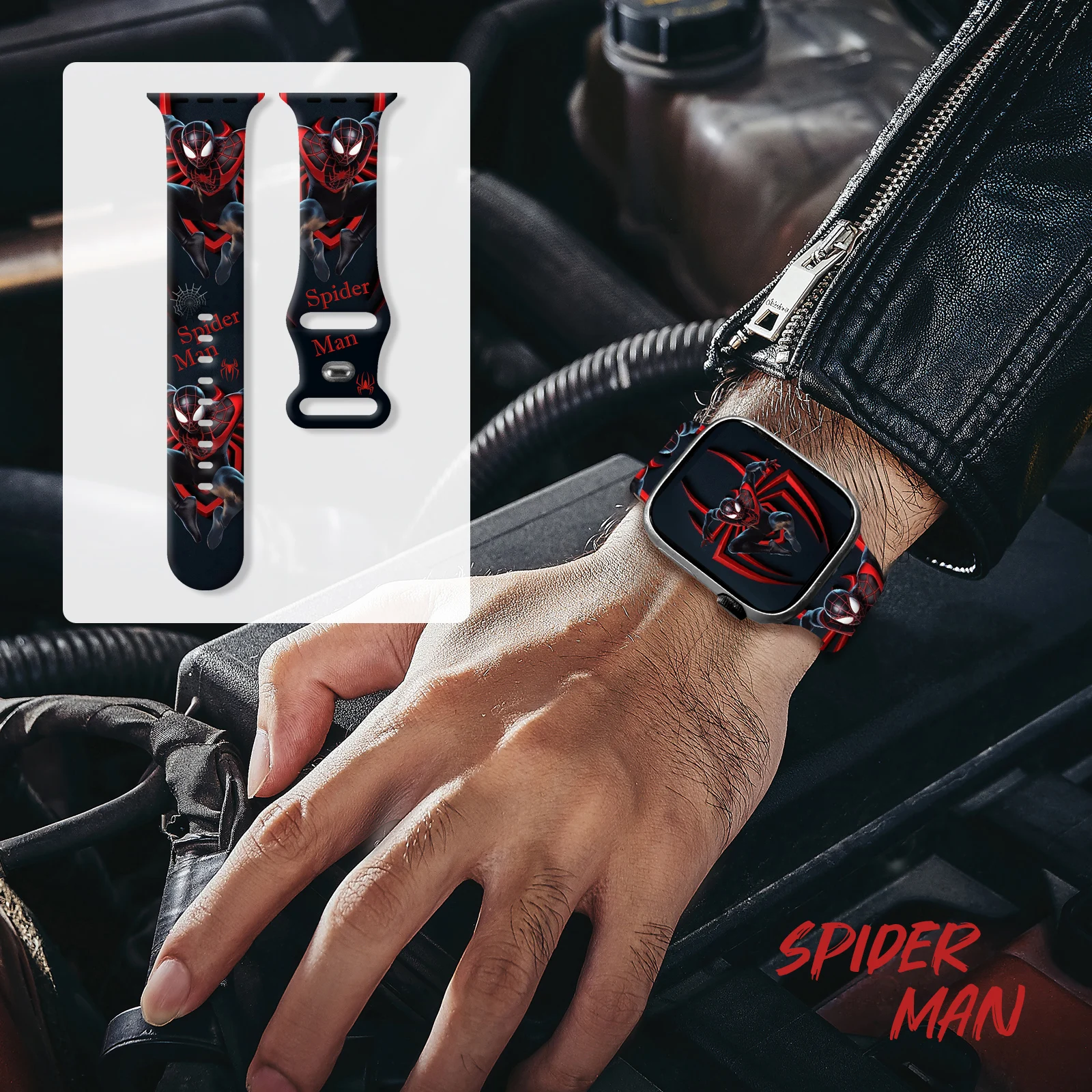 Spider Man Print Strap for iWatch 11 10 9 8 Silicone Band Replaceable Bracelet for Apple Watch 46mm 44mm 42mm 41mm 38mm Watchban