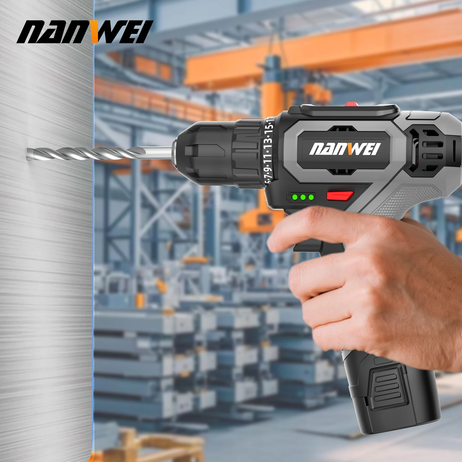 NANWEI Electric Hand Drill Household Electric Hand Drill Charging Tool Lithium Battery Multifunctional