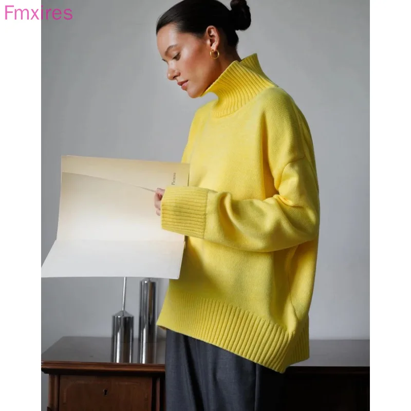 أوائل الشتاء وصول جديد: سترة نسائية ذات ياقة مدورة باللون الأصفر الخردلي - متماسكة كبيرة الحجم مستوحاة من Y2K للأسلوب القديم الأنيق #4