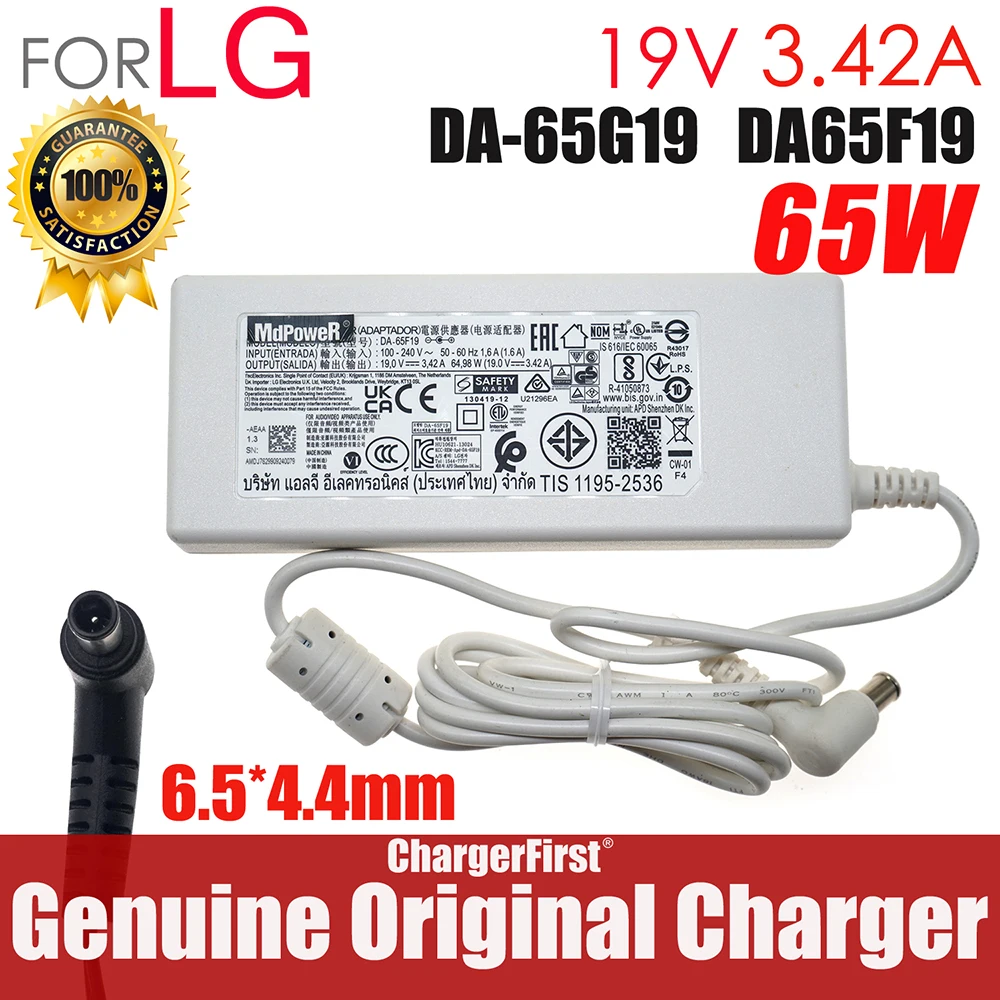 19V 3.42A For LG SMART TV MONITOR M2352J-PM 32UL750 29LN4607 29LN4575 26LN460R M2780D-PZ 15Z980-U AAS5U1 Power Supply AC Adapter