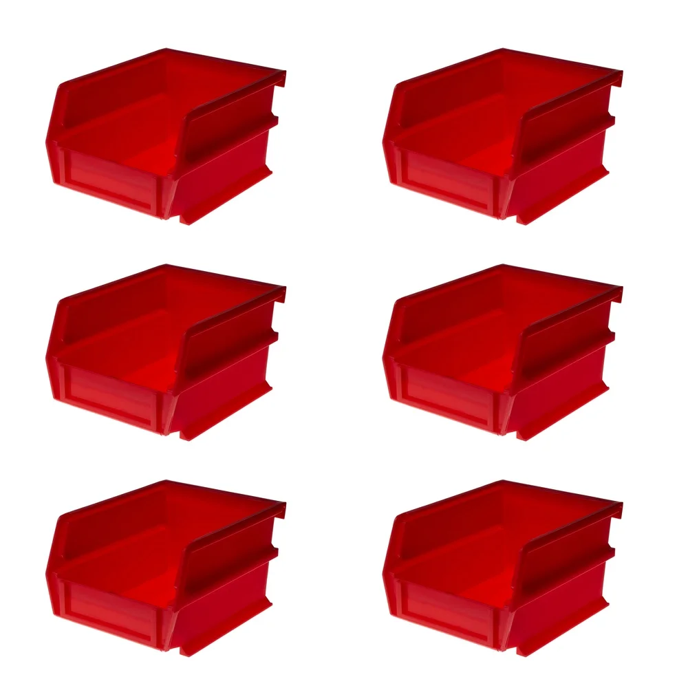 System Przechowywania z Pojemnikami Polipropylenowymi do Układania, Wiszących i Współzłączania, 6 sztuk, Wytrzymały Organizer do Garażu, Warsztatu, Biura, Zarządzanie Rozsypanym