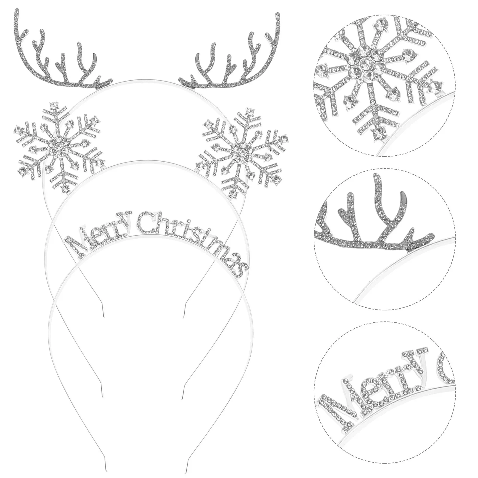 

3Pcs Elegant Christmas Hair Accessories for Women Antler Snowflake Headbands Shiny Alloy Party Festival Cosplay Wear Comfortable