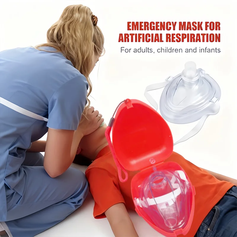 

1-10PCS Professional First Aid CPR Breathing Mask Protect Rescuers Artificial Respiration Reuseable With One-way Valve Tools