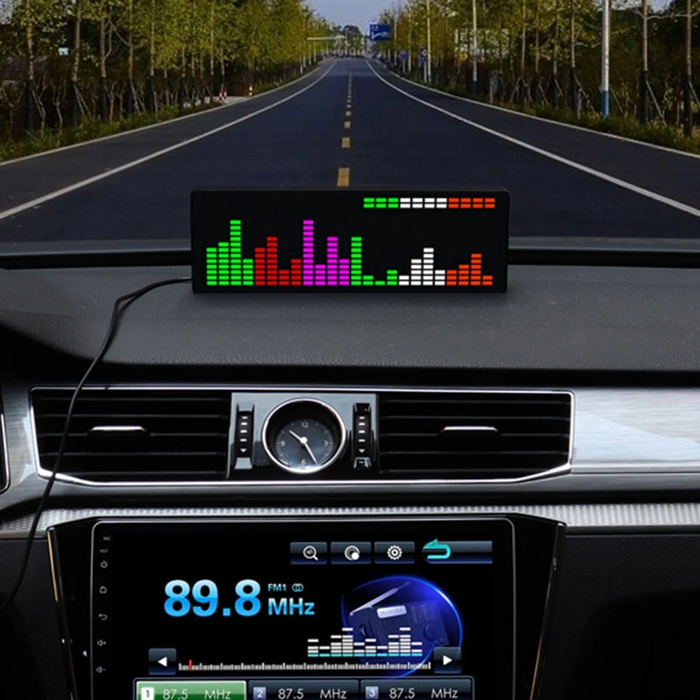 

L60ALED Music Spectrum Rhythm Lights Voice Sensor 1624 RGB Atmosphere Level Indicator with Clock Display(Wire Control)