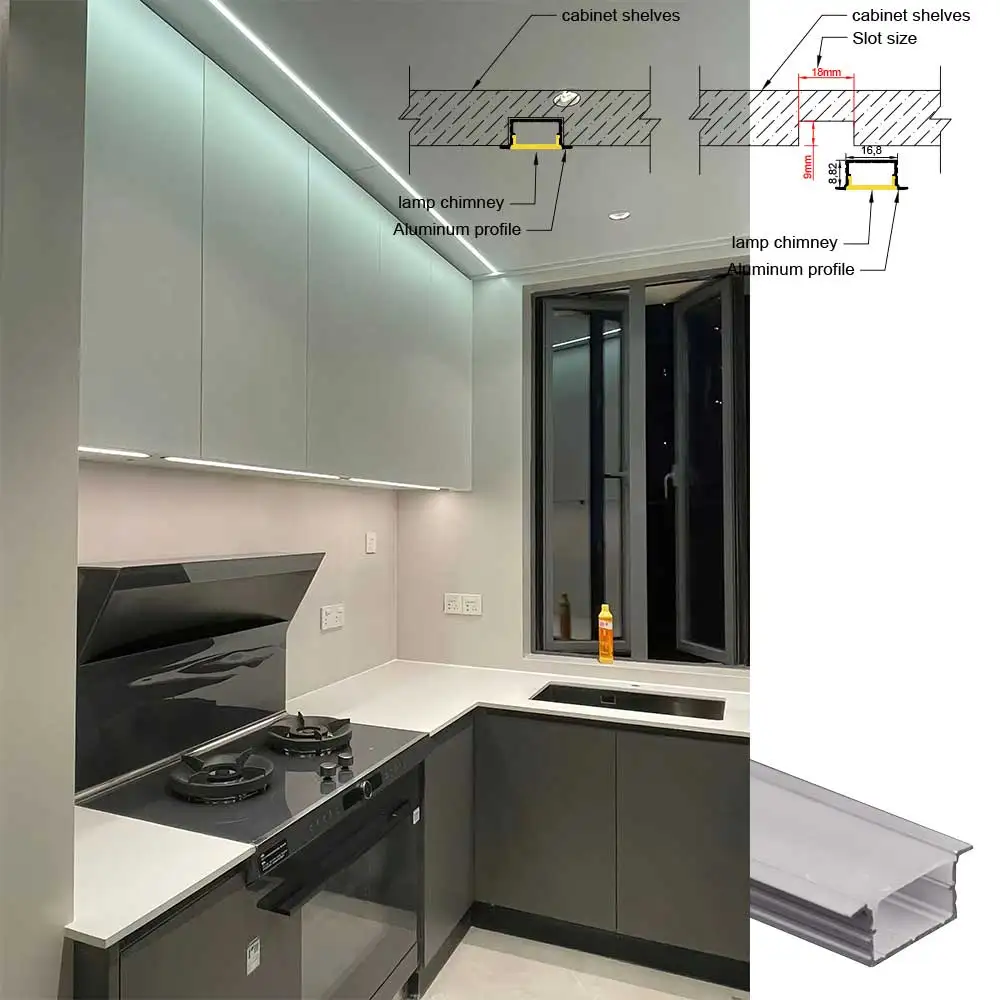 

15*10mm 1pcs 5m Aluminium LED Strip Light for Embedded Installation Suitable for Cabinets Wardrobes Wine Cabinets Bookcases