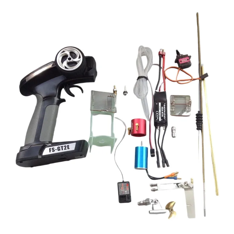 

Remote Control Boat Power Set with 2440 Brushless Motor, 40A Bidirectional ESC 7.4-11.1V & 3.18mm Soft Shaft for 40cm RC Boat