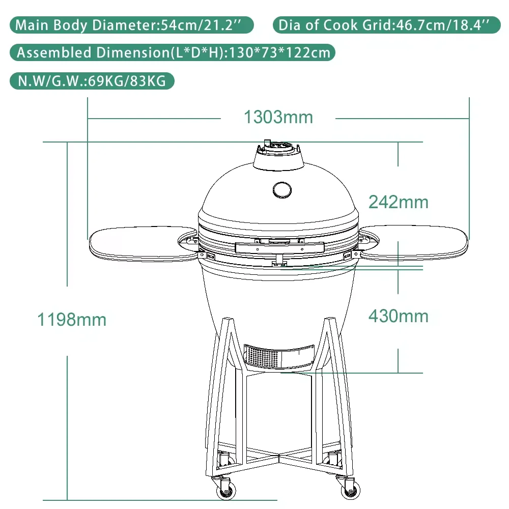 Extra Large 21 24 26 Inch Ceramic Kamado Grill Big Pizza Oven Steel Outdoor Garden Kitchen Smoker Egg Charcoal Kamado Grill Xxl