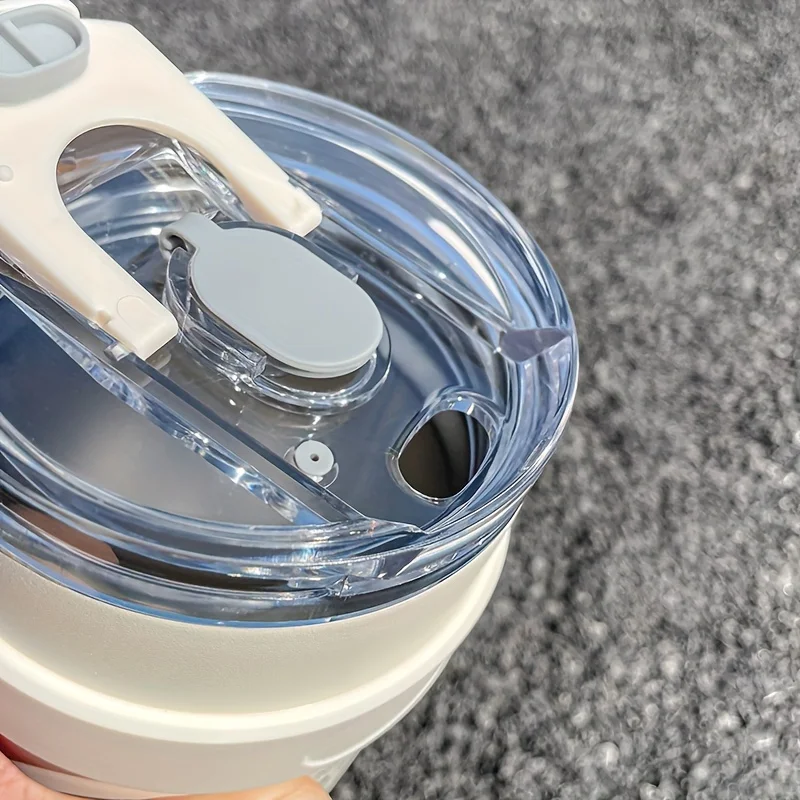 1 قطعة 1140 مللي كوب ماء ذو سعة كبيرة لاستخدام المركبات ، كوب شرب مكتبي أنيق مع قش ، كوب موزع ثلج من الفولاذ المقاوم للصدأ