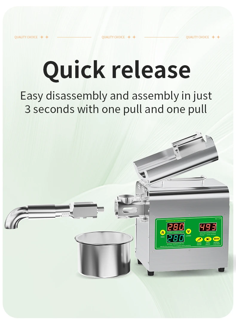 X3S 600 W Intelligente Ölpresse Maschine 220 V 110 V Edelstahl Kalt- und Heißpresse 20+ Ölsamen Echtzeit-Temperaturregelung – Detail 11