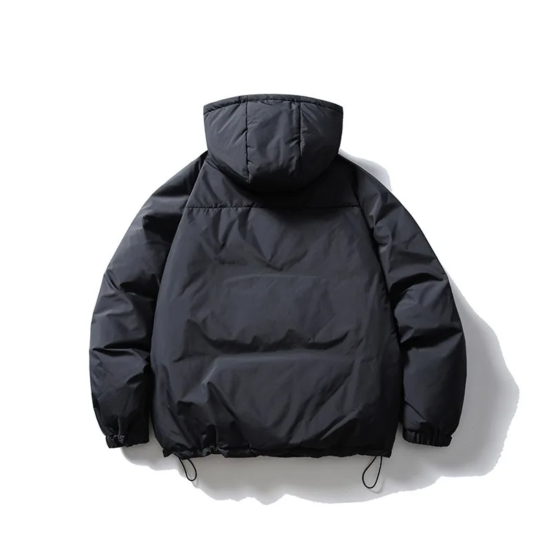 Winter Outdoor Solid Color 90 White Duck Down Trendy Men's and Women's Loose Pullover Warm Bread Jacket Hooded Down Coat