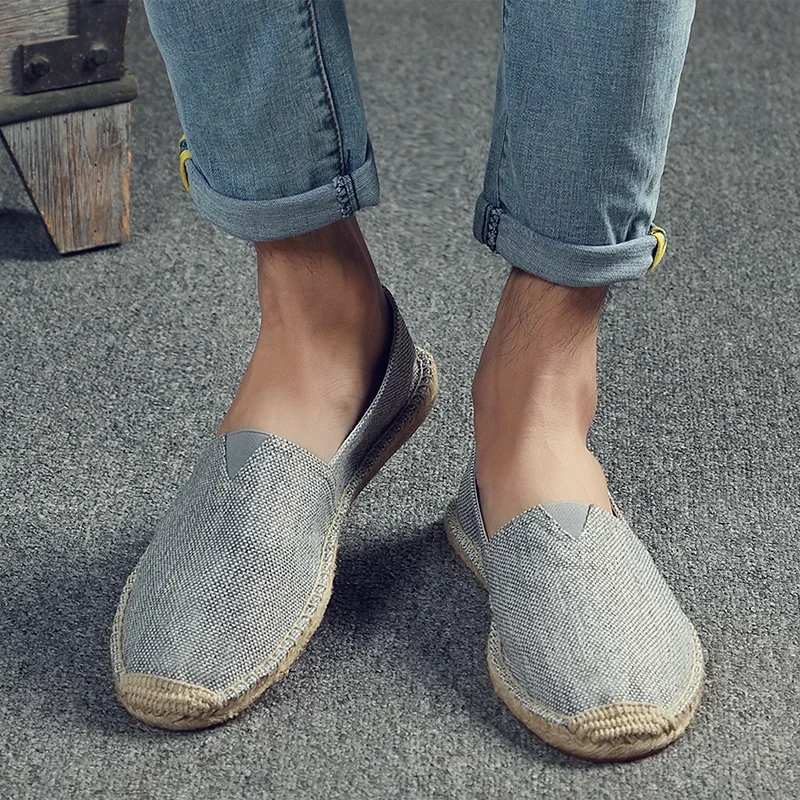 Mann Espadrilles Hanf Leinwand Flache Schuhe Plus Größe Fischer Fahren Schuhe Frauen Nähen Flachs Schuhe Slip auf Loafers Casual