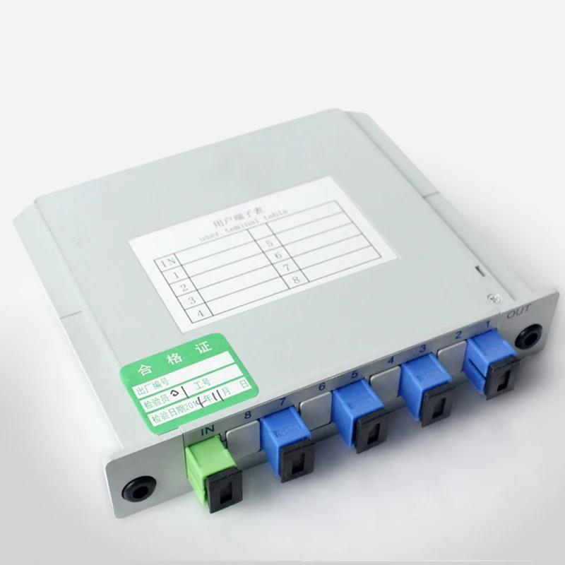 

SC UPC 1x2 1x4 1x8 1x16 1x32 1x64 Оптоволоконная коробка FTTH Разветвитель ПЛК Планарный тип волновода Вставка кассетной карты Разветвитель ПЛК