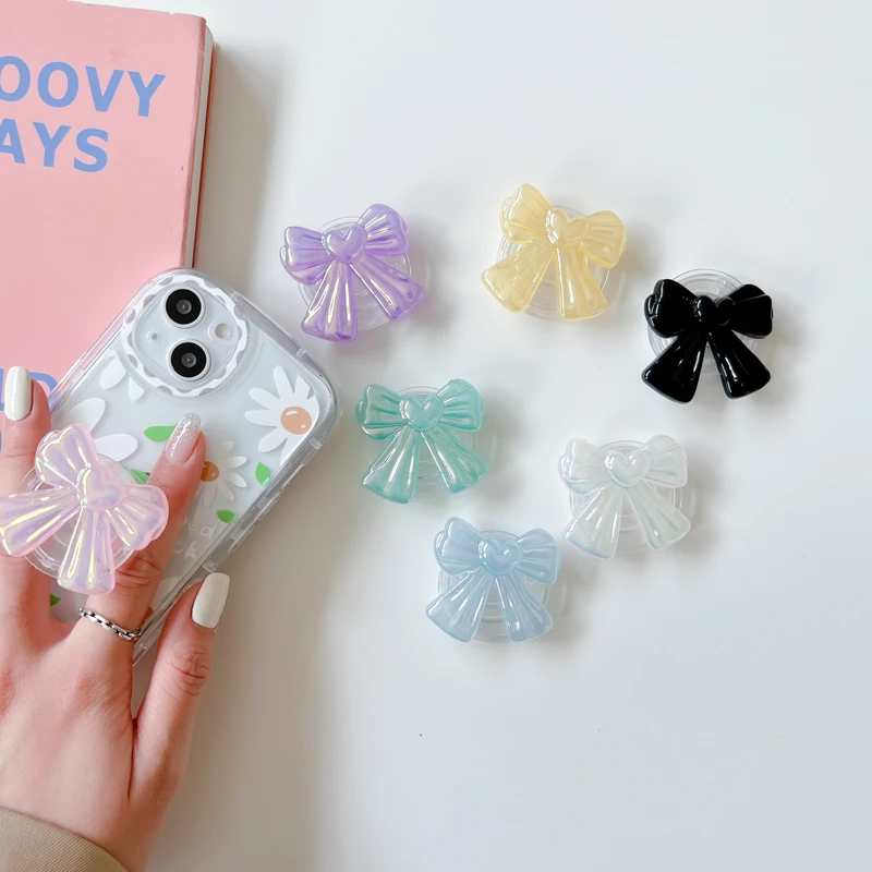 Dudukan Ponsel Griptok Busur 3D Simulasi Makanan untuk IPhone Samsung Universal Dudukan Pegangan Ekspansi Aksesori Lucu Korea