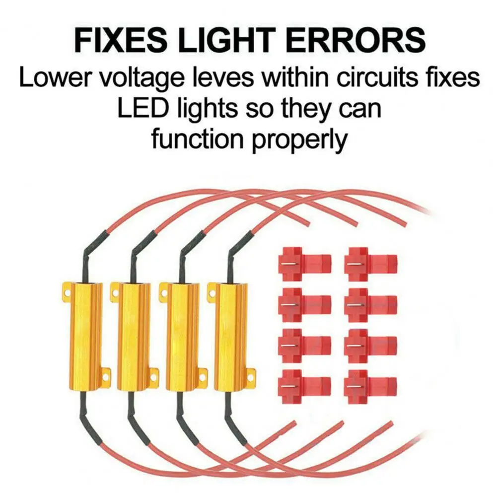 

4Pcs/Set Load Resistor Easy Installation High Power Stable 50W 6Ohm LED Decoder for Car