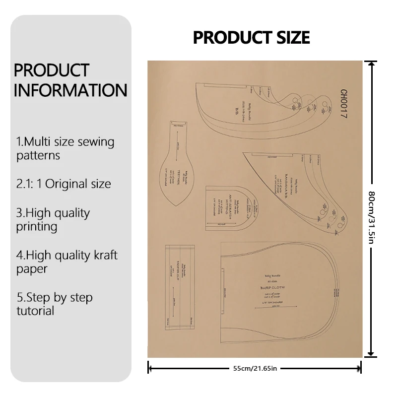 Picture 4: Baby Bundle Multiple Sizes Sewing Patterns,1:1 Scale Basic Garment Sewing Patterns,Sewing Patterns for Beginners