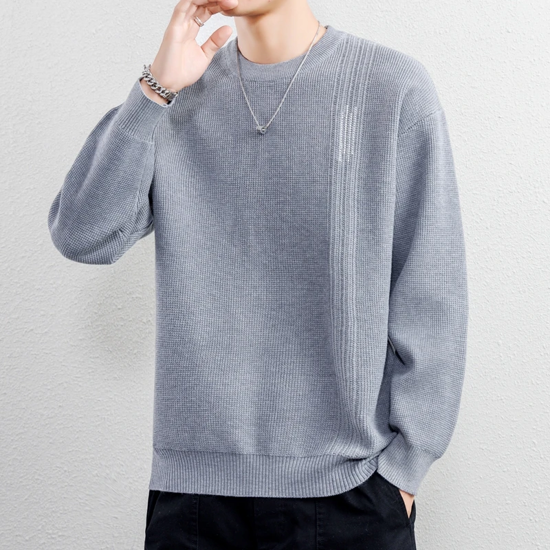 

Мужской вязаный свитер с круглым вырезом, зимний повседневный утепленный шерстяной пуловер, высококачественный, комфортный, хорошо сидящий трикотажный джемпер