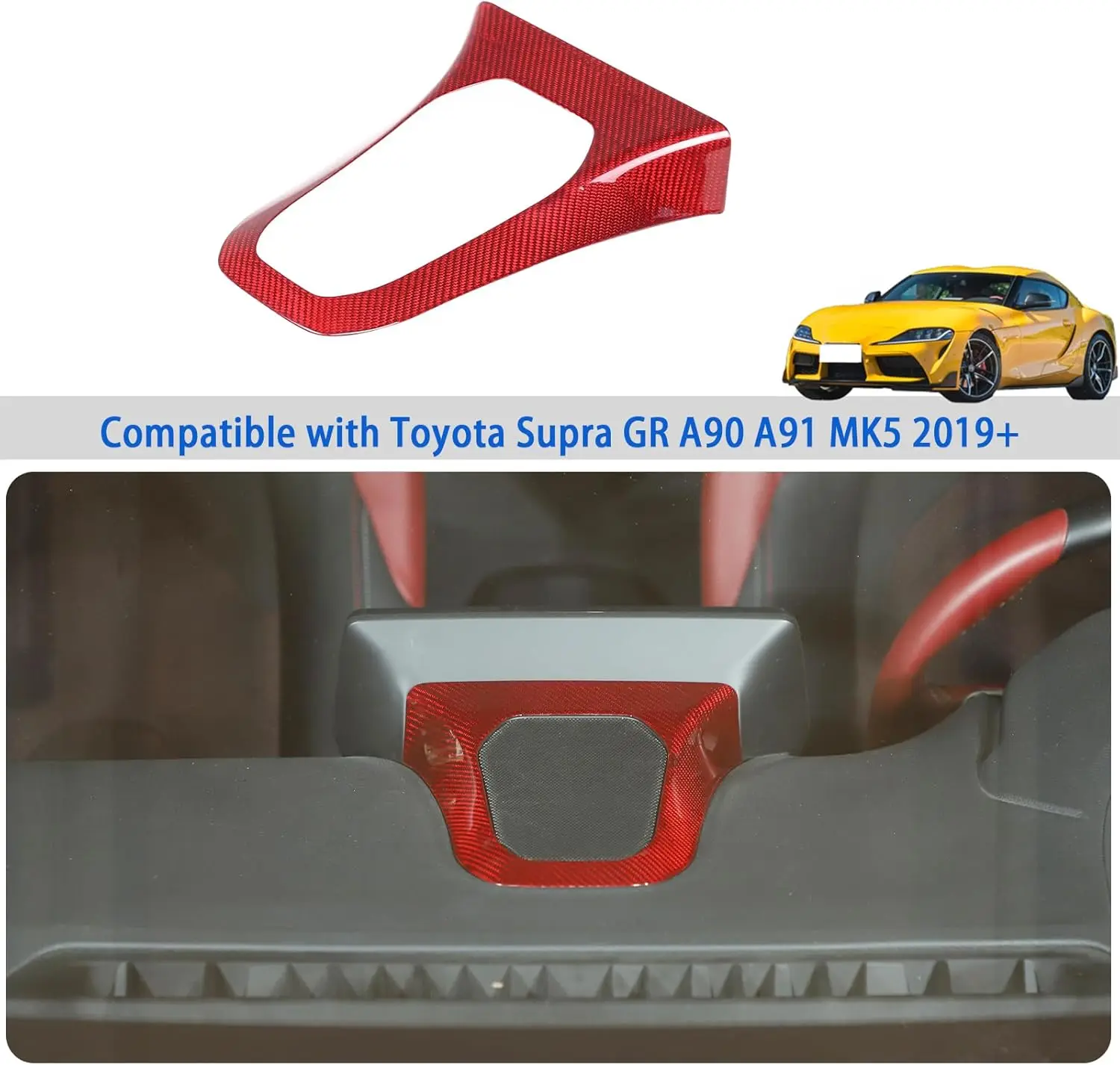 

Dry Carbon Car Dashboard Speaker Frame Decorative Trim For Toyota GR Supra A90 A91 2019-25 Intrument Stereo Tweeter Panel Cover
