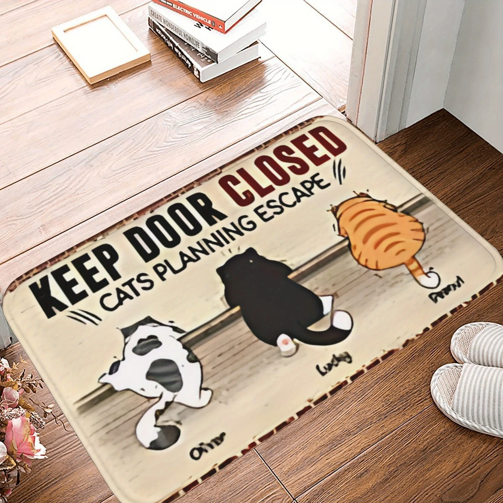 

1PC Cat Escape Plan Pattern Kitchen Rug Non-Slip Door Mat Pop design Bathroom Rug Bath Mat Carpet for Home Sink Laundry Decor