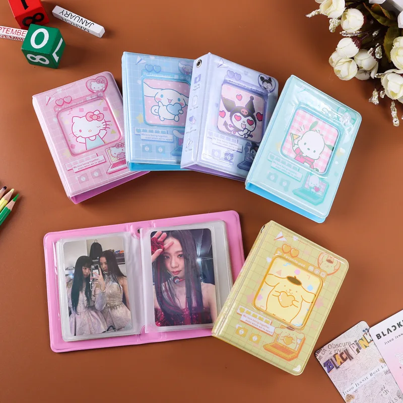 Sanrio-álbum de fotos de Hello Kitty para niños, álbum de almacenamiento de fotos de 3 pulgadas, bonito soporte para tarjetas, juguetes de colección, regalo