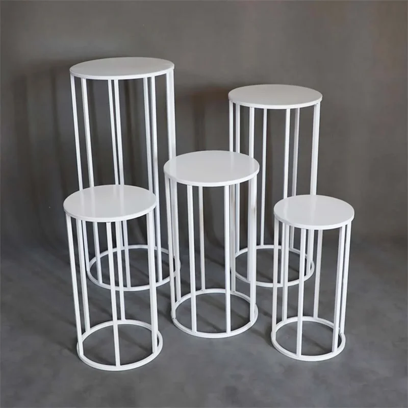 5pcs Round Cylinder Pedestal Cake Stands,wedding Dessert Table,Party Decor Birthday Cake Rack Plinths Pillars,high Quality Iron