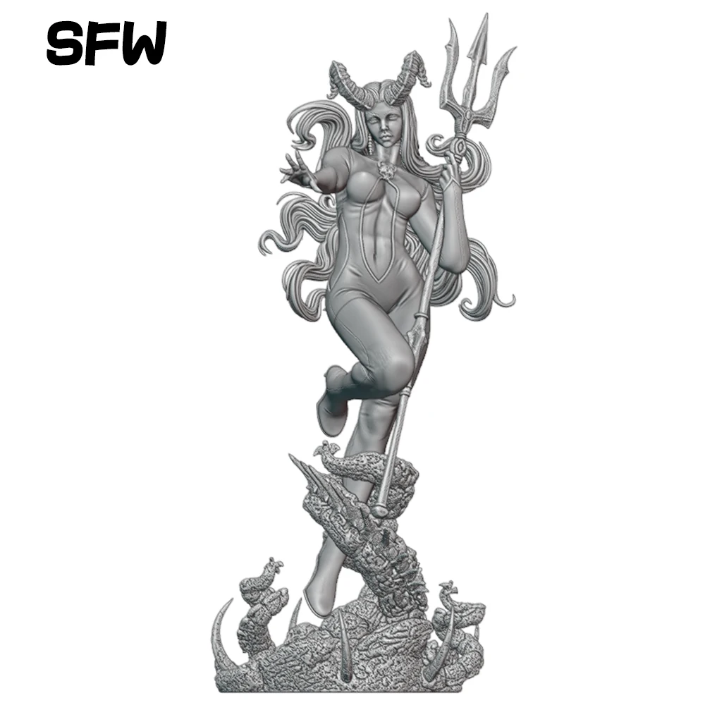NSFW Belle diable fille résine modèle Kit 3d impression poupée 1/24 non assemblé résine Figure Statue Kits non peint jouet Gk jeu ensemble