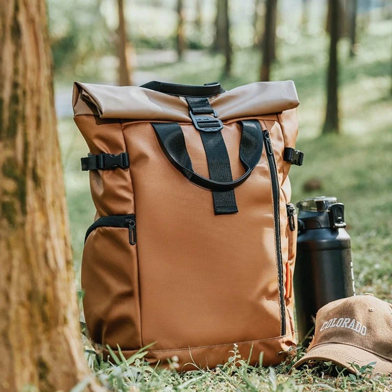 New Fashion Men's Backpack Solid Color Versatile Large Capacity Waterproof Backpack Business Travel Neutral Storage Backpack