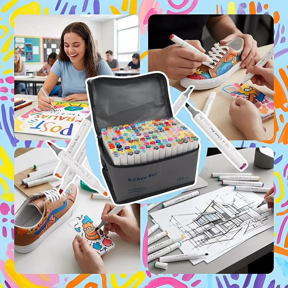 

48/60Pcs Portable Alcohol Ink Alcohol Markers Brush Tip Chisel Tip Dual Tip Markers Dual Tip Art Marker Set Sketching