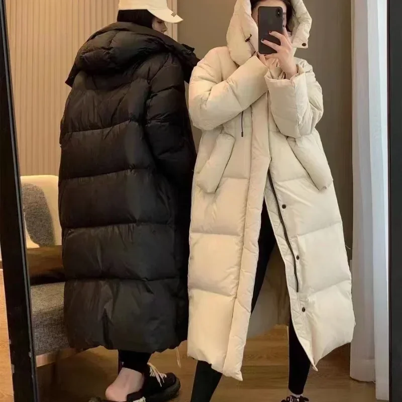 Long Down Jacket for Women, Hooded Coat, Thick Jacket, Warm Outerwear, New Design, Fashion, Winter, 2024