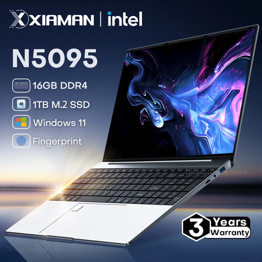 

Xiaman 15.6" Laptop Computer Intel Celeron N5095 Notebook PC Gamer 16GB RAM 1TB 2TB SSD Office Study PC Windows 11 Pro Laptops