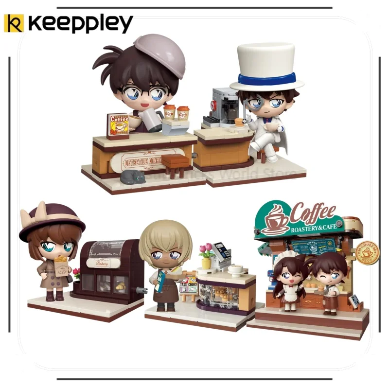 Keeppley Blocks Detektiv Conan Kaffeehaus-Serie Kuroba Kaito Rachel Moorem Modell-Ornamente Bausatz-Spielzeug Wohndekorationen